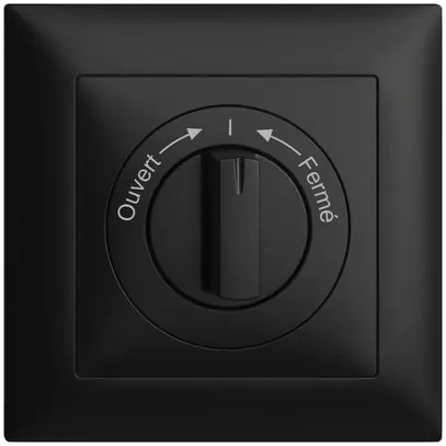 Kit frontale EDIZIOdue Ouvert->I<-Fermé nero 88×88mm per pulsante girevole 