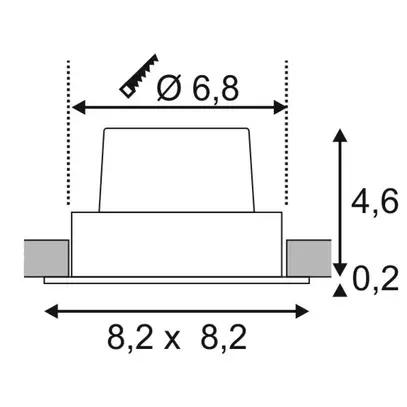 Downlight LED INS SLV NEW TRIA 68, 9W 800lm 3000K 38° quadrato bianco opaco 