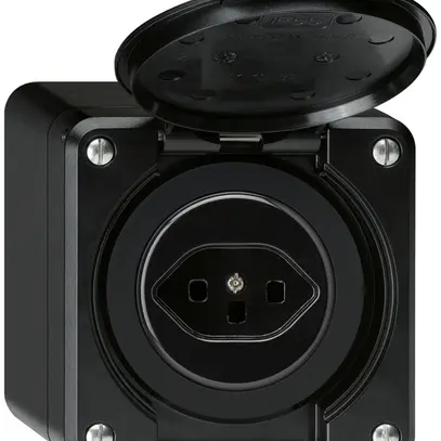 Prise AP robusto type 23 noir avec bornes à fiches 