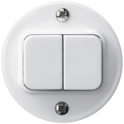 UP-Frontset basico weiss mit Druckknopf 2-fachØ43mm für Schalter 