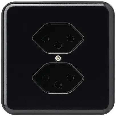 Presa INC Hager basico 2×tipo 13 con protezione bambini nero 