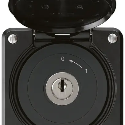 Contact pivotant à clé ENC robusto IP55 noir avec clapet 2P 