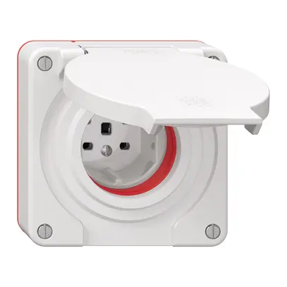 Prise NEVO N.CO 1×T25, IP55 d'après SN 441011, a.joint rouge, blanc 