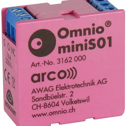 Attuatore-commutatore RF INS Omnio miniS01, 1-canale 16A/230VAC, EnOcean 