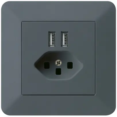Prise ENC 2×USB & T23 kallysto.trend 2400mA anthracite 