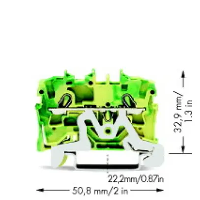 Morsetto di passaggio WAGO TOPJOB S 2.5mm² 2L verde/giallo ser.2002 