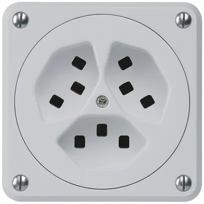 Presa Hager robusto, 3×T23, A, gris 