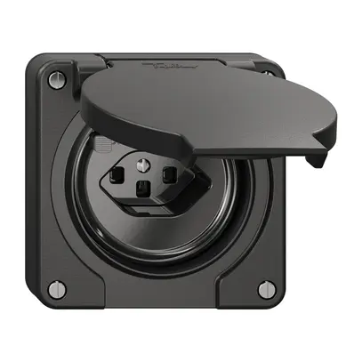 Presa FI NEVO N.CO 30mA, tipo 23, c.shutter, c.morsetti di collegamento, nero 