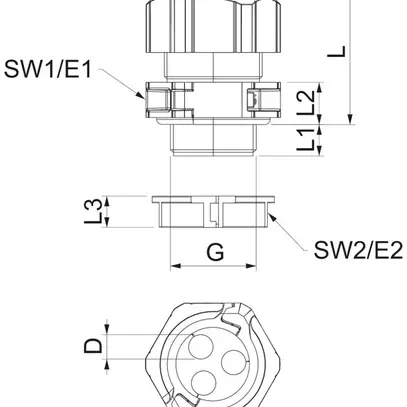 Pressacavo Bettermann V-TEC TB25 separabile M25 4×Ø8mm IP67 grigio 