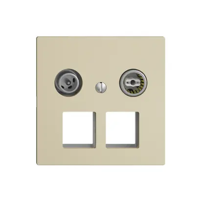 Prise multimédia 19dB Edue F, prise de passage, pour 2×RJ45 Keystone, vanille 