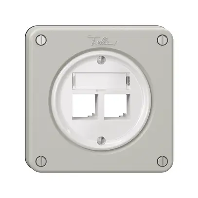Kit di montaggio Feller S-One EASYNET, p.2×RJ45, profondità 28 mm, grigio chiaro 