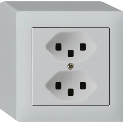 Prise AP kallysto 2×T23 gris clair bornes enfichables 