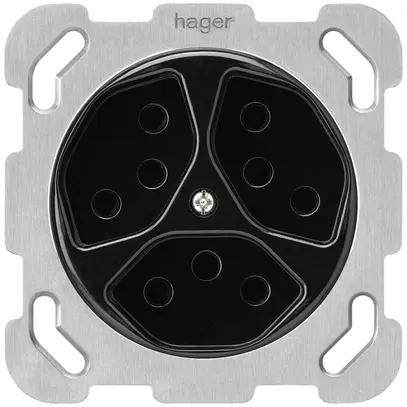 Inserto per presa INC basico 3×tipo 13 con placca di fissaggio nero 