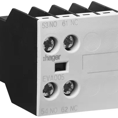 Contact auxiliaire Hager 1F+1O pour EV007…038, EVN022…045,  EVL014…027, EVR004 