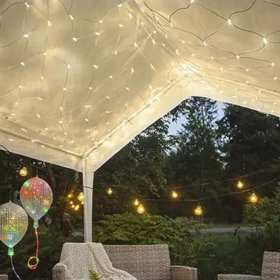 Rete luminosa System LED Extra, 3×3m, bianco, 16W, 192 LED, bianco caldo 