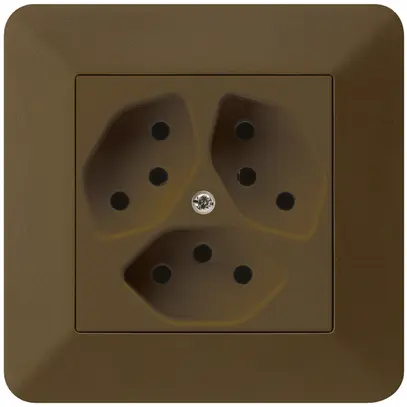 Prise ENC kallysto.trend 3×T13 brun avec sécurité enfants 