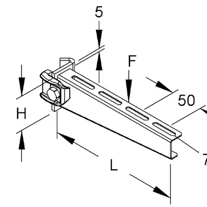 Console 55×210mm zinguée à chaud par immersion 