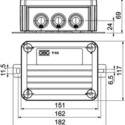 Boîte de dérivation Bettermann E30-E90 1 porte fusible 150×116×67mm 6mm² or 