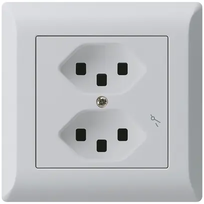 Prise ENC Hager kallysto.line 2×T23 1×S C gris clair 