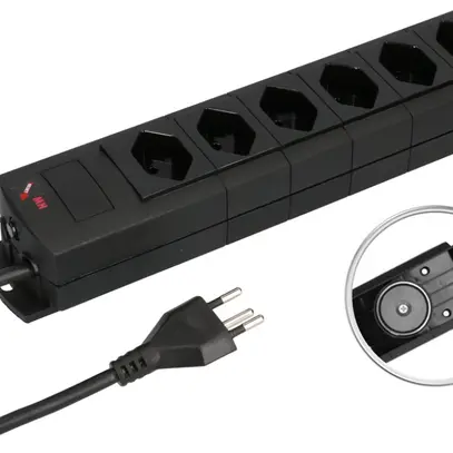 Steckdosenleiste MH 6×T13 Prime-Line Td 3×1mm² 3m schwarz Magnete 