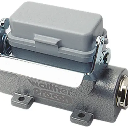 Sockelgehäuse Walther PROCON T701710MS, Stutzen 2×M20, Klappdeckel, H=52mm, Al 