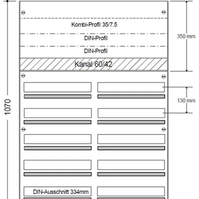 Centralino AP HAG con spazio per contatore 5 file/190 moduli 755x1070x97mm 