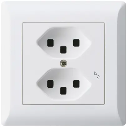 Prise ENC Hager kallysto.line 2×T23 1×S C blanc ultra 