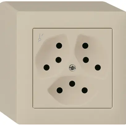 AP-Steckdose kallysto 3×T13/1 beige mit Kinderschutz 