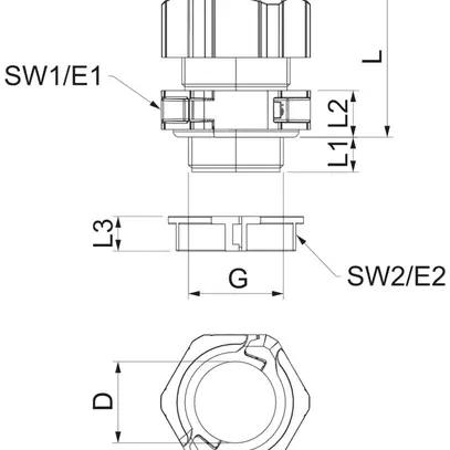 Presse-étoupe Bettermann V-TEC TB25 divisible M25 fermée IP67 gris 