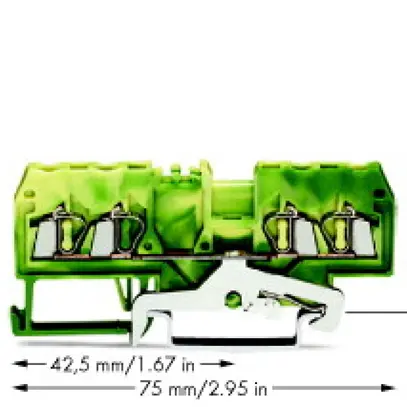 Morsetto WAGO 4L 2.5mm² verde/giallo 