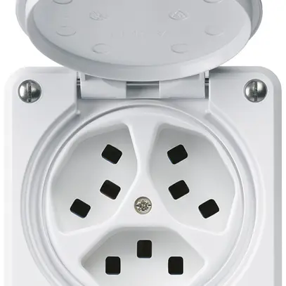 Presa INC Hager robusto, 3×T23, con coperchio C, bianco 