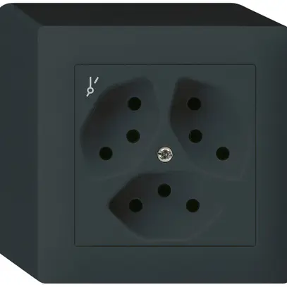 Prise AP kallysto 3×T13/1 noir avec sécurité enfants 