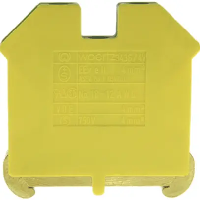 Morsetto di terra componibile Woertz 1.5…4mm² vite 2×1 DIN 35mm verde/giallo 