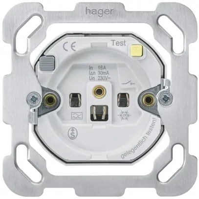 Inserto per presa Hager montaggio F 16A FI 30mA con placca di fissazione 