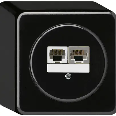 Scatola di raccordo AP basico 2×RJ45s+u separato nero 