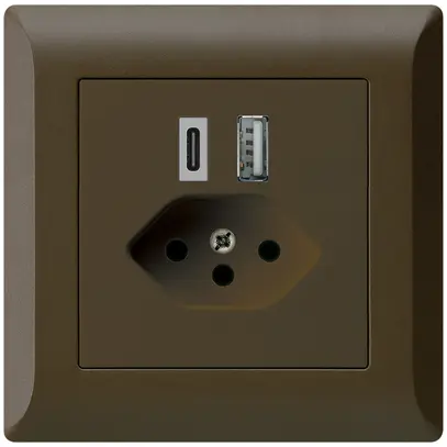 Presa di carica USB INC kallysto.line 18W PD 1×tipo A 1×tipo C T13 marrone 