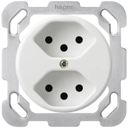 Insert pour prise ENC basico 2×type 13 blanc avec sécurité enfants 