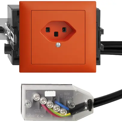 Prise INC EDIZIOdue T23 L2 orange 49…69mm pour câble plat Technofil 