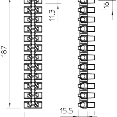Barrette de bornes Bettermann 12P 25mm² 750V blanc 