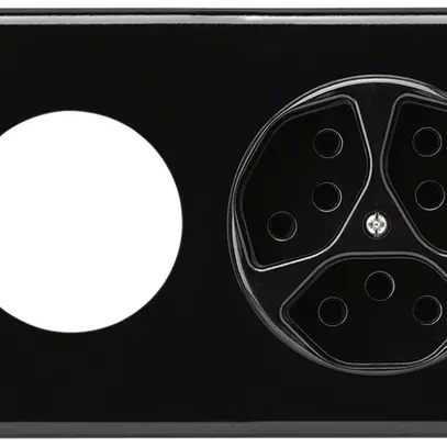 Combinazione INC Hager basico I-I orizzontale Ø43mm+tipo 13 nero 