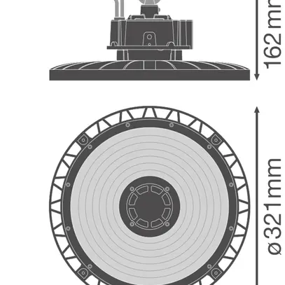 Proiettore capann.LED LEDVANCE HIGH BAY 200W 35000lm 865 IP66 110° 0-10V Ø321 ne 