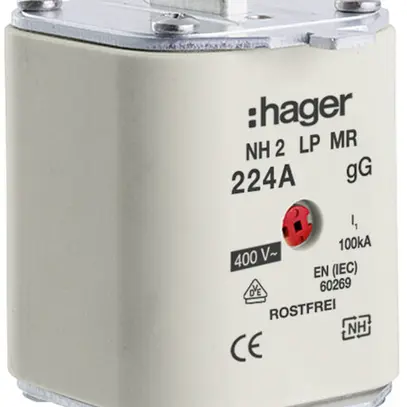 Fusible HPC Hager DIN2 400VAC 224A gG/gL avertisseur central inoxydable 