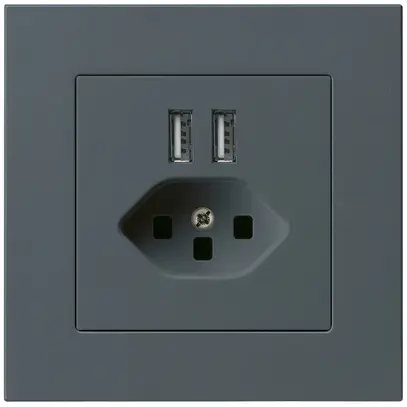 UP-Steckdose 2×USB & T23 kallysto.pro 2400mA anthrazit 