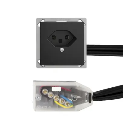 Prise INC EDIZIOdue T23 L2 noir pour câble plat Technofil 