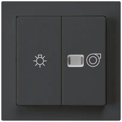 Interruttore luminoso kallysto 1/1L nero con simbolo illuminazione+ventilazione 