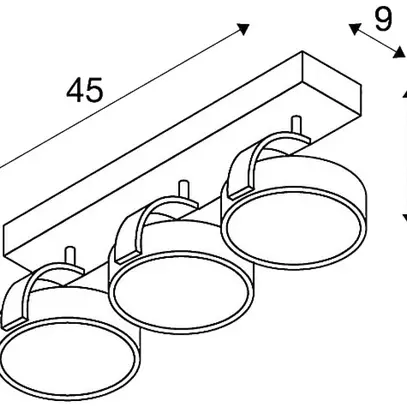 Plafonnier/Applique SLV KALU 3, GU10 IP20 noir 