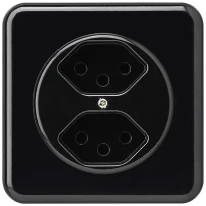 Prise ENC basico 2×type 13 noir avec sécurité enfants 