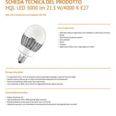 Lampada LED LEDVANCE HQL LED E27 21.5W 3000lm 4000K 