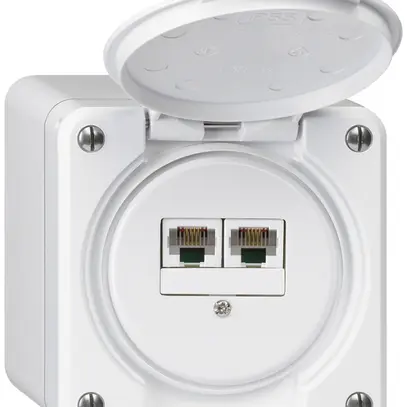 Scatola di raccordo AP robusto IP55 bianco 2×RJ45/u parallele 