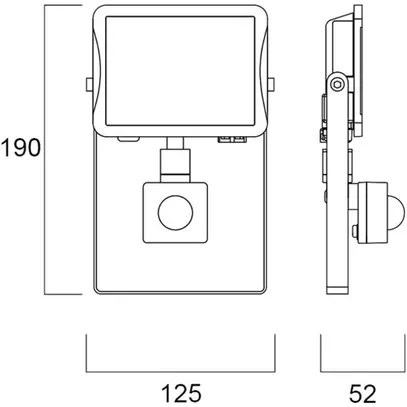 Proiettore LED Sylvania START Flood PIR 10.5W 1000lm 840 IP65 110° 190×125mm ne 